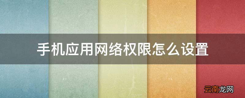 手机应用网络权限怎么设置