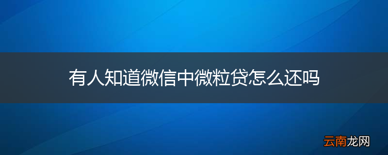 有人知道微信中微粒贷怎么还吗
