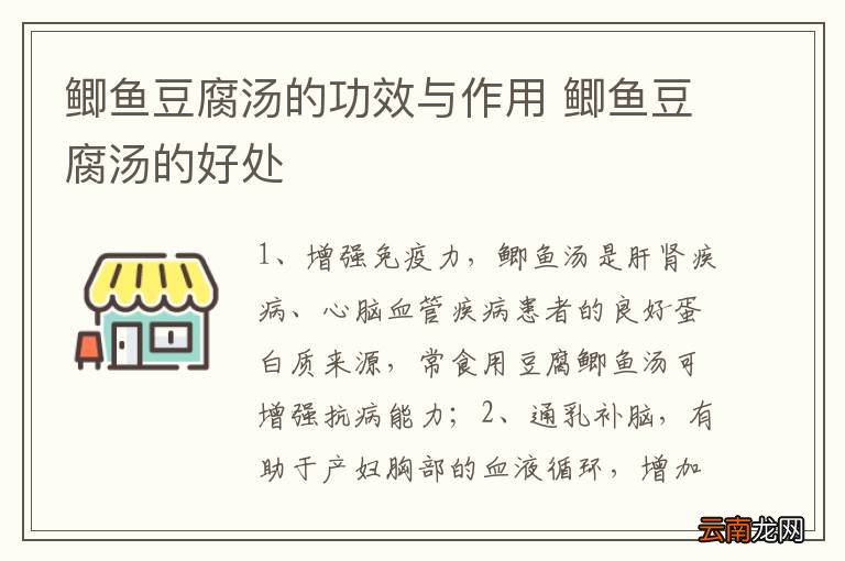 鲫鱼豆腐汤的功效与作用 鲫鱼豆腐汤的好处