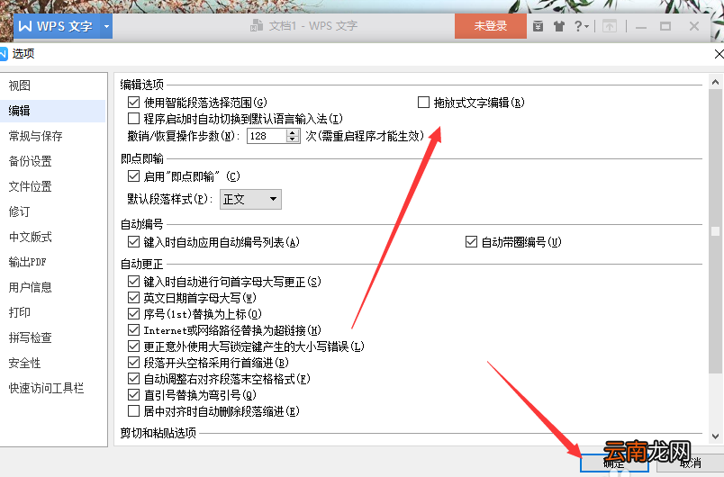 wps中将拖放式文字编辑功能关掉具体操作方法
