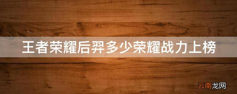 王者荣耀后羿多少荣耀战力上榜