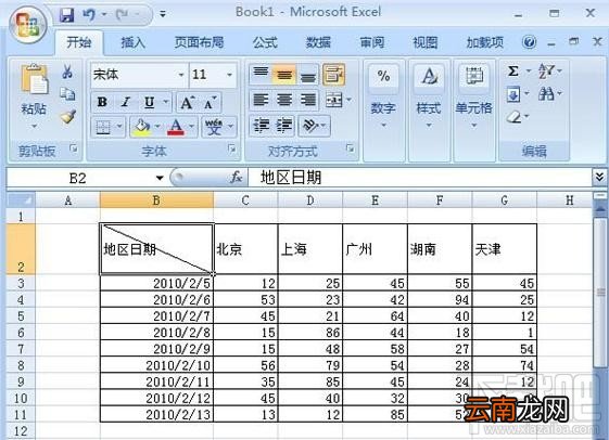 Excel2016中怎么画双斜线