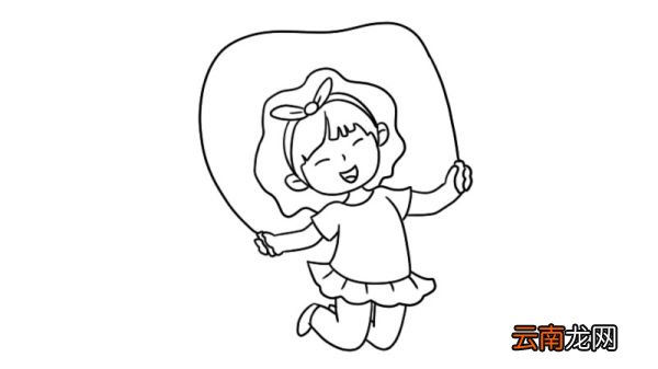 儿童节跳绳的女孩简笔画画法