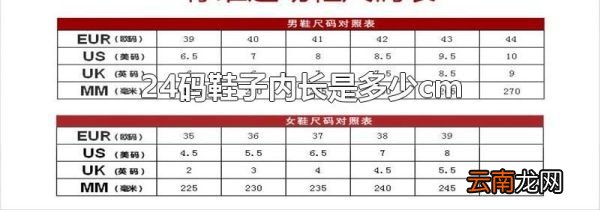 24码鞋子内长是多少cm