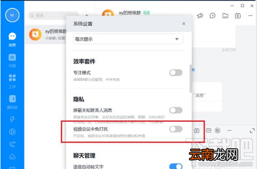 钉钉电脑版视频会议免打扰怎么设置？