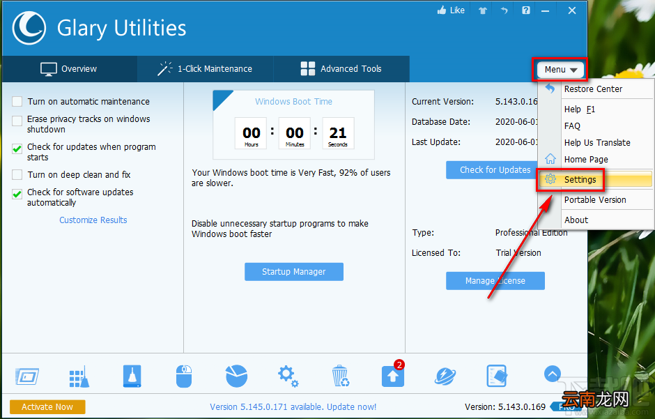 Glary Utilities Pro设置中文界面的方法步骤