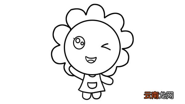 小女孩挥手简笔画