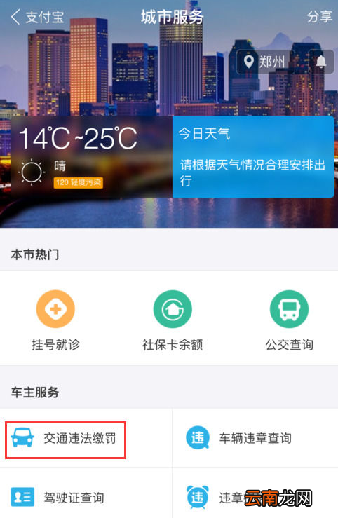 在手机支付宝中缴纳交通违章罚款详细操作步骤