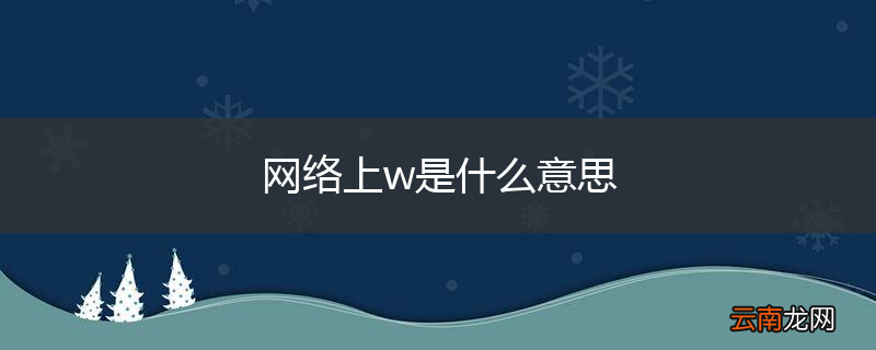 网络上w是什么意思