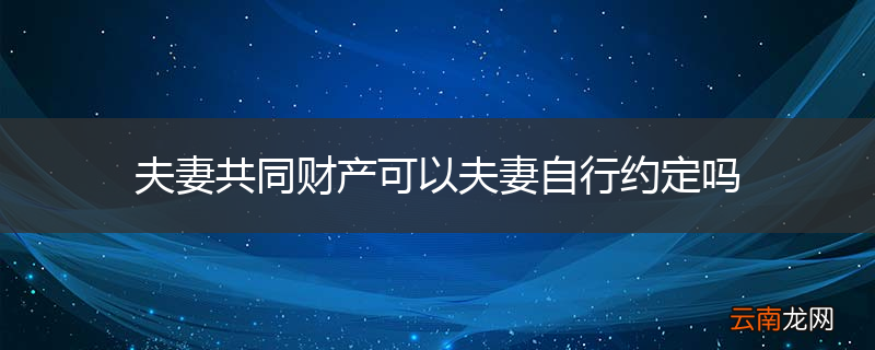 夫妻共同财产可以夫妻自行约定吗