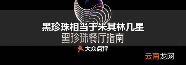 黑珍珠相当于米其林几星
