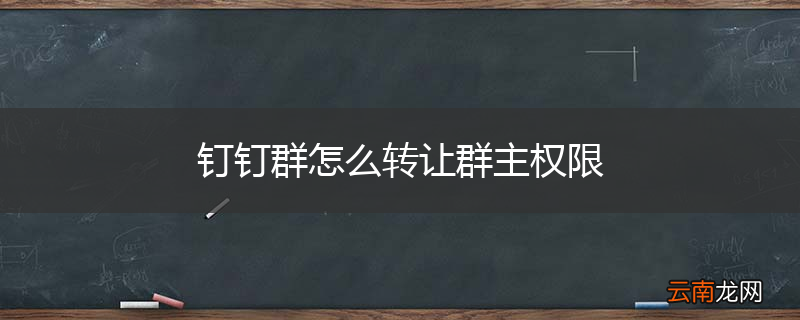 钉钉群怎么转让群主权限