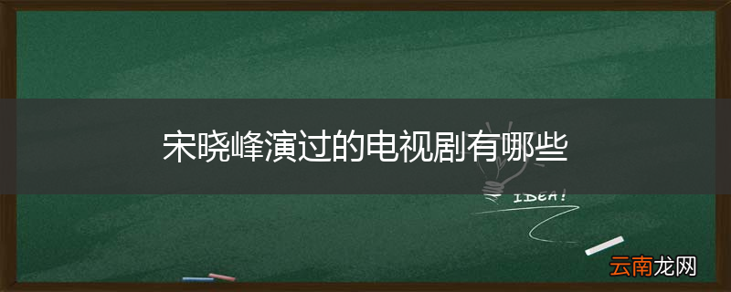 宋晓峰演过的电视剧有哪些
