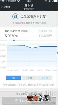 微信民生加银理财月度怎么购买方法
