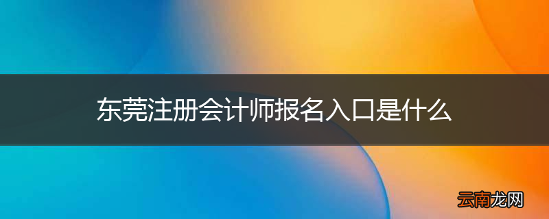 东莞注册会计师报名入口是什么