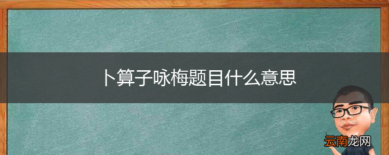 卜算子咏梅题目什么意思
