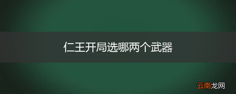 仁王开局选哪两个武器