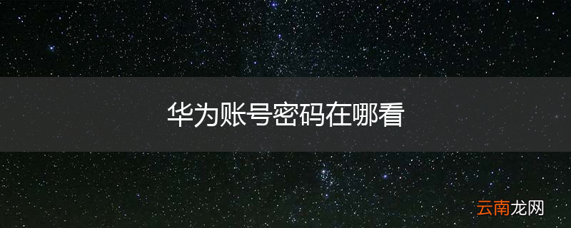 华为账号密码在哪看