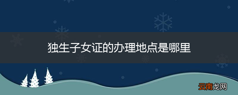 独生子女证的办理地点是哪里