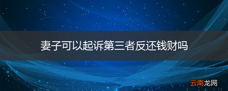 妻子可以起诉第三者反还钱财吗