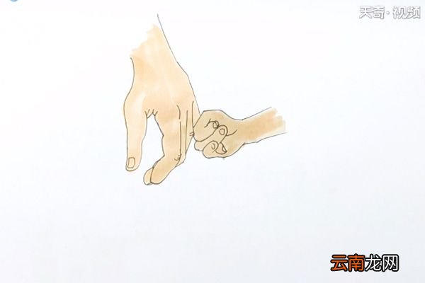 大手牵小手简笔画