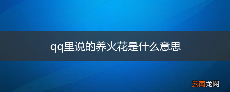 qq里说的养火花是什么意思