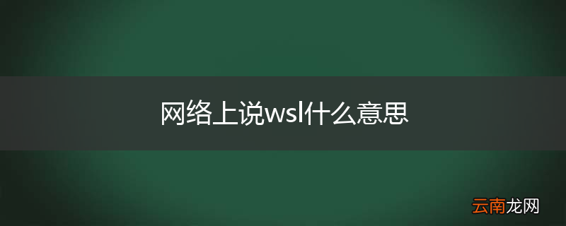 网络上说wsl什么意思
