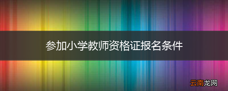 参加小学教师资格证报名条件