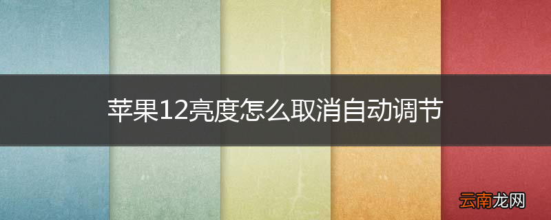 苹果12亮度怎么取消自动调节