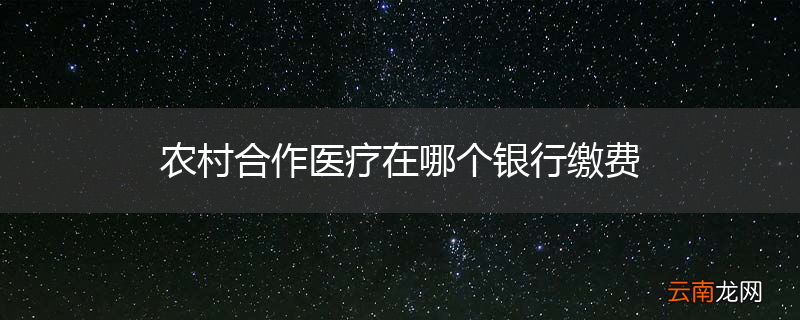 农村合作医疗在哪个银行缴费