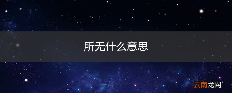 所无什么意思