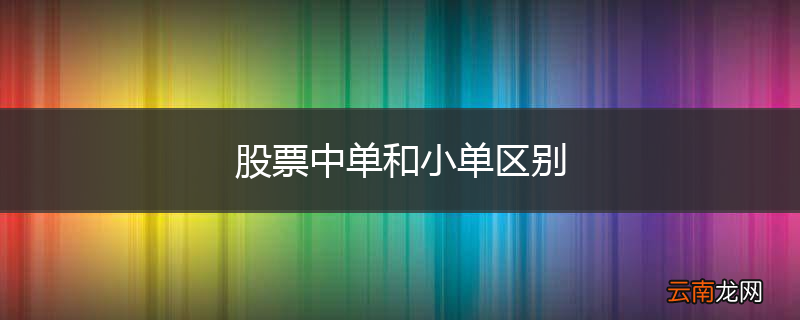股票中单和小单区别