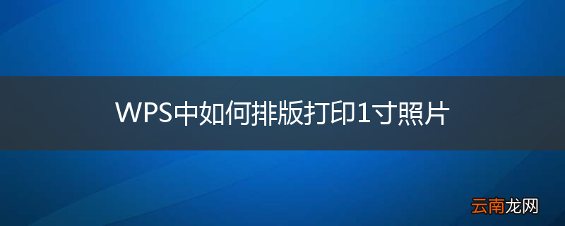 WPS中如何排版打印1寸照片