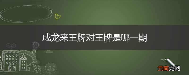 成龙来王牌对王牌是哪一期