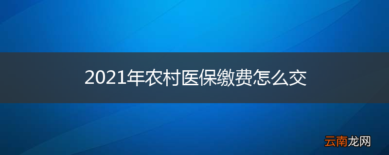 2021年农村医保缴费怎么交