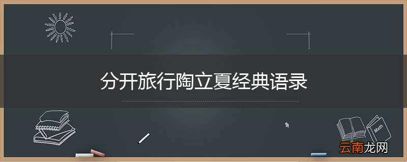 分开旅行陶立夏经典语录
