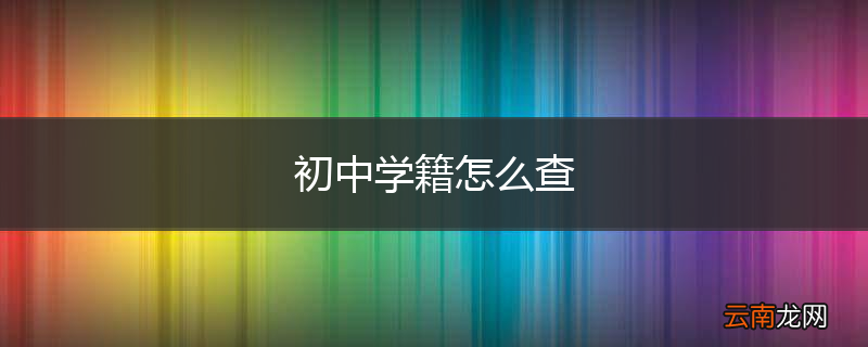 初中学籍怎么查