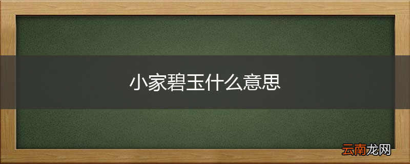 小家碧玉什么意思