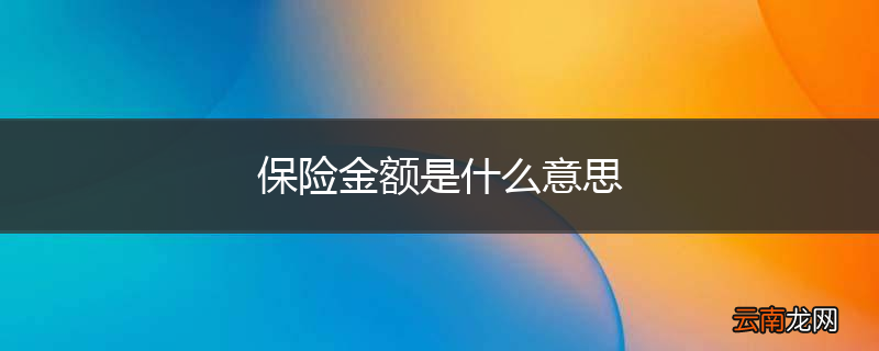 保险金额是什么意思