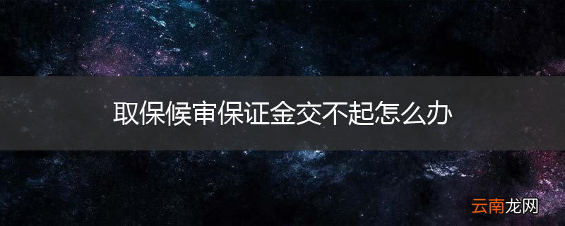 取保候审保证金交不起怎么办
