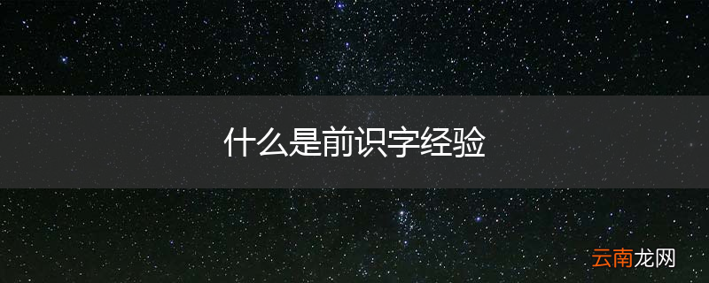 什么是前识字经验