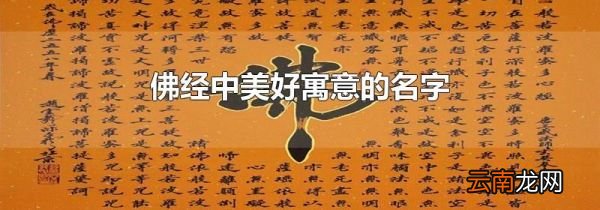 佛经中美好寓意的名字