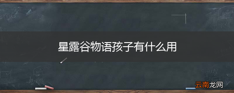 星露谷物语孩子有什么用