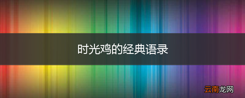 时光鸡的经典语录