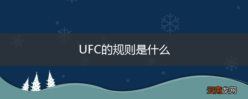 UFC的规则是什么