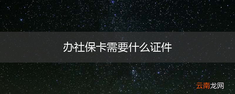 办社保卡需要什么证件
