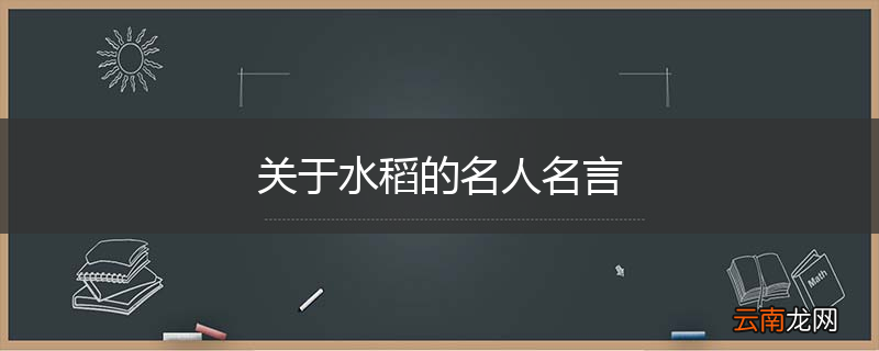 关于水稻的名人名言