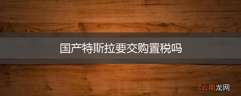 国产特斯拉要交购置税吗