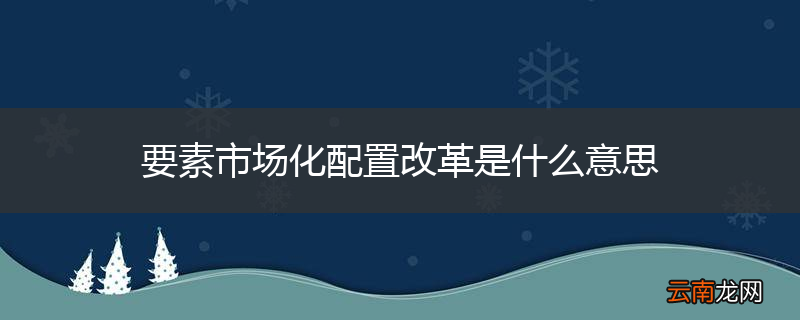 要素市场化配置改革是什么意思