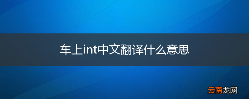 车上int中文翻译什么意思